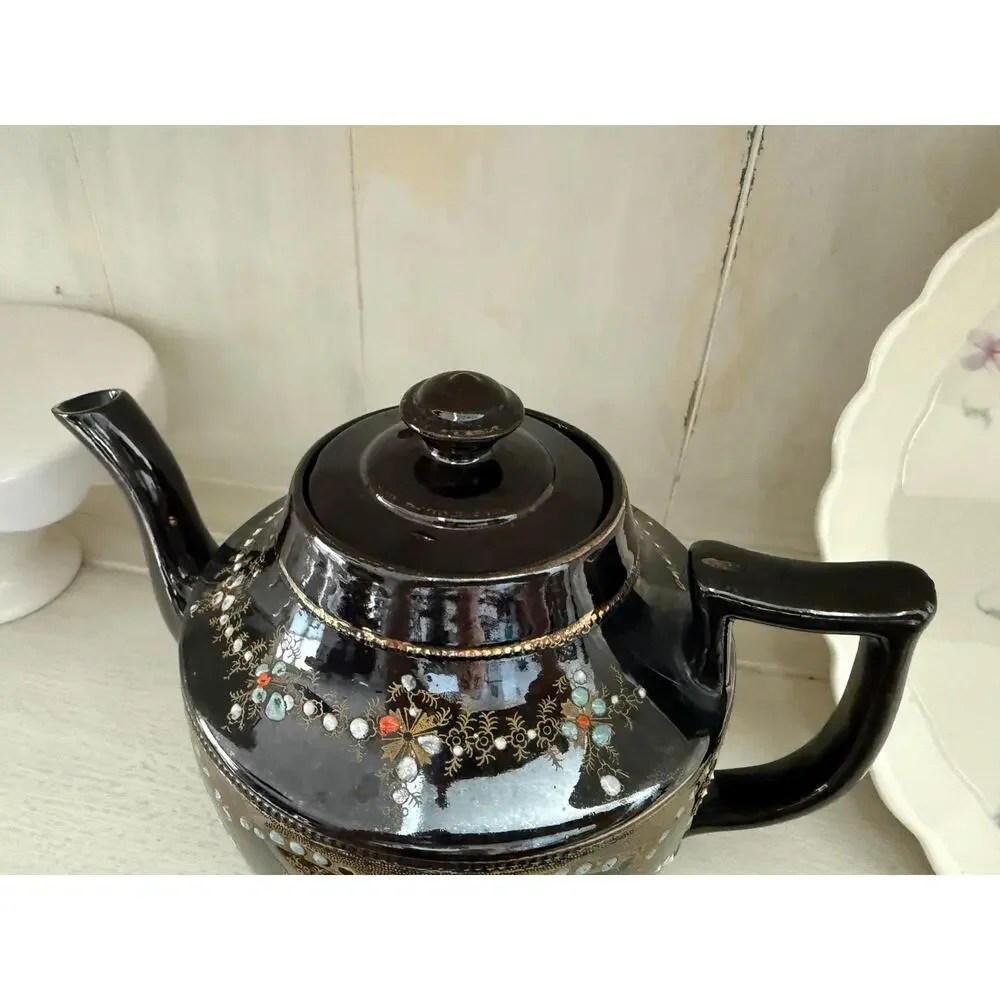 Vintage Price Brothers England Moriage Teapot Brown Gold Floral No. 7